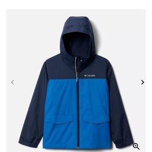 COLUMBIA Rain-Zilla Jacket Boys Size XS 6 Classic Collegiate Navy Blue Raincoat